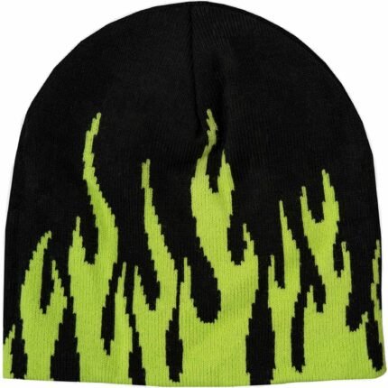 Killcrew Flame Skull Cap Beanie - Black Green
