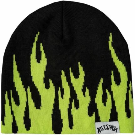 Killcrew Flame Skull Cap Beanie - Black Green