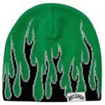 Killcrew Flame Skull Cap Beanie - Green Black
