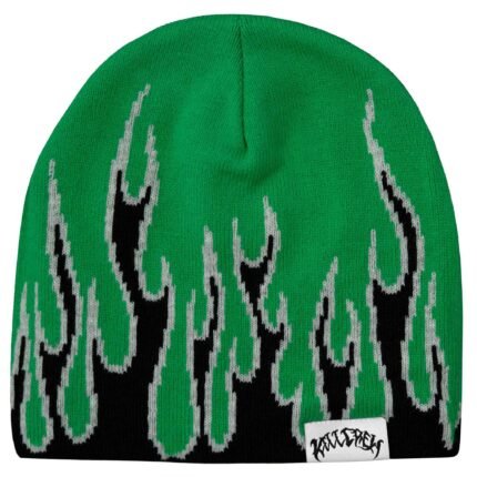 Killcrew Flame Skull Cap Beanie - Green Black