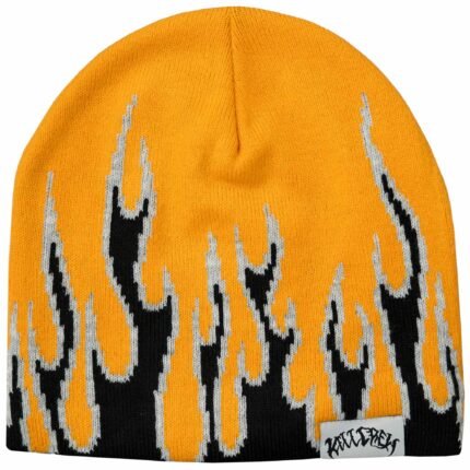 Killcrew Flame Skull Cap Beanie - Orange Black