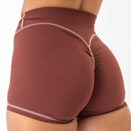Killcrew Mid Rise Color Block Biker Shorts - Brown