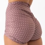 Killcrew Mid Rise Scrunch Biker Shorts Polka Dot - Brown Pink