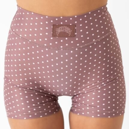 Killcrew Mid Rise Scrunch Biker Shorts Polka Dot - Brown Pink