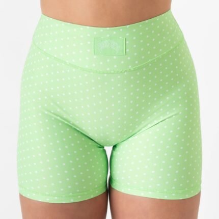 Killcrew Mid Rise Scrunch Biker Shorts Polka Dot - Green White
