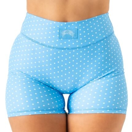 Killcrew Mid Rise Scrunch Biker Shorts Polka Dot - Pastel Blue White
