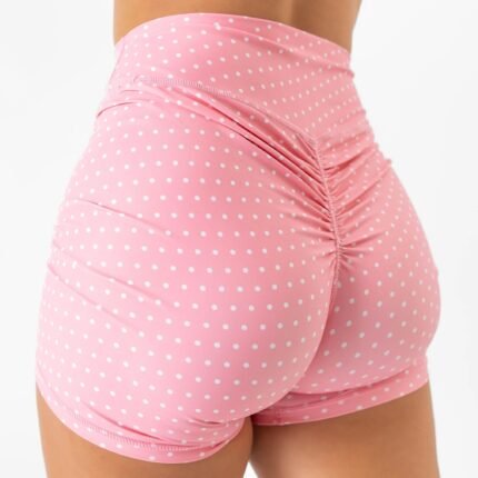 Killcrew Mid Rise Scrunch Biker Shorts Polka Dot - Pink White