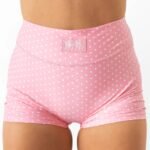 Killcrew Mid Rise Scrunch Biker Shorts Polka Dot - Pink White