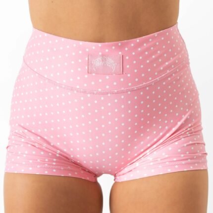 Killcrew Mid Rise Scrunch Biker Shorts Polka Dot - Pink White