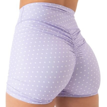Killcrew Mid Rise Scrunch Biker Shorts Polka Dot - Purple White