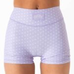 Killcrew Mid Rise Scrunch Biker Shorts Polka Dot - Purple White