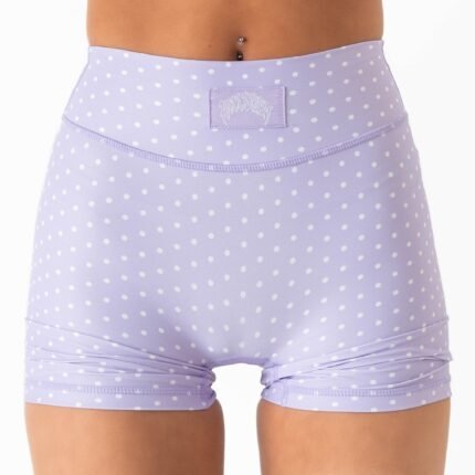 Killcrew Mid Rise Scrunch Biker Shorts Polka Dot - Purple White