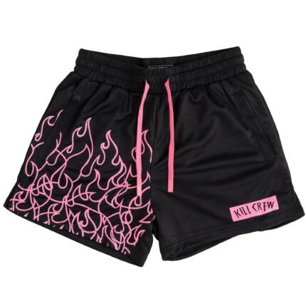 Killcrew Muay Thai Flame Shorts (Mid Thigh Cut) - Black Pink