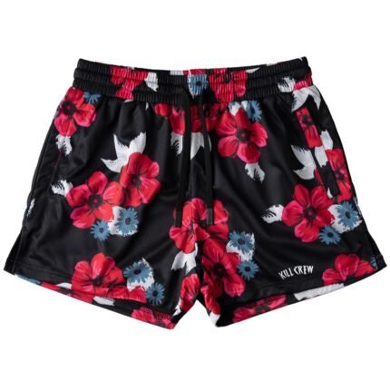 Killcrew Muay Thai Shorts (Mid Thig Cut) Floral - Black