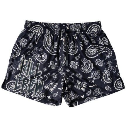 Killcrew Muay Thai Shorts (Mid Thigh Cut) Bandana - Black Cream