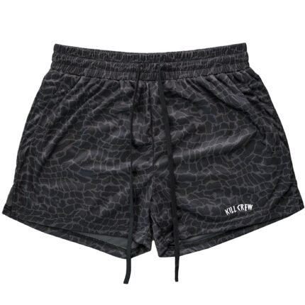 Killcrew Muay Thai Shorts (Mid Thigh Cut) - Black Crocodile