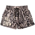 Killcrew Muay Thai Shorts (Mid Thigh Cut) Snake - Black Cream