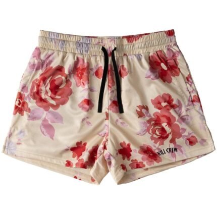 Killcrew Muay Thai Shorts (Mid Thight Cut) Floral- Cream