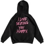 Killcrew Oversized Lux Hoodie Love Seeing You Happy - Black Pink