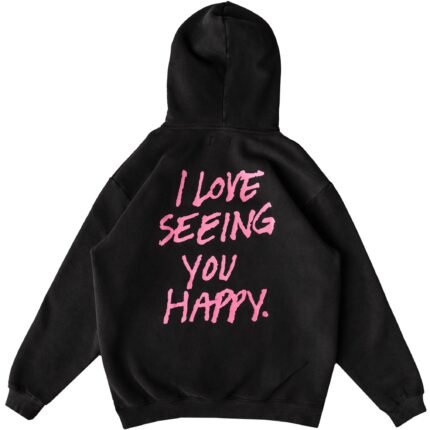 Killcrew Oversized Lux Hoodie Love Seeing You Happy - Black Pink