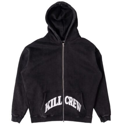 Killcrew Oversized Lux Kill Crew Zip Up - Black White