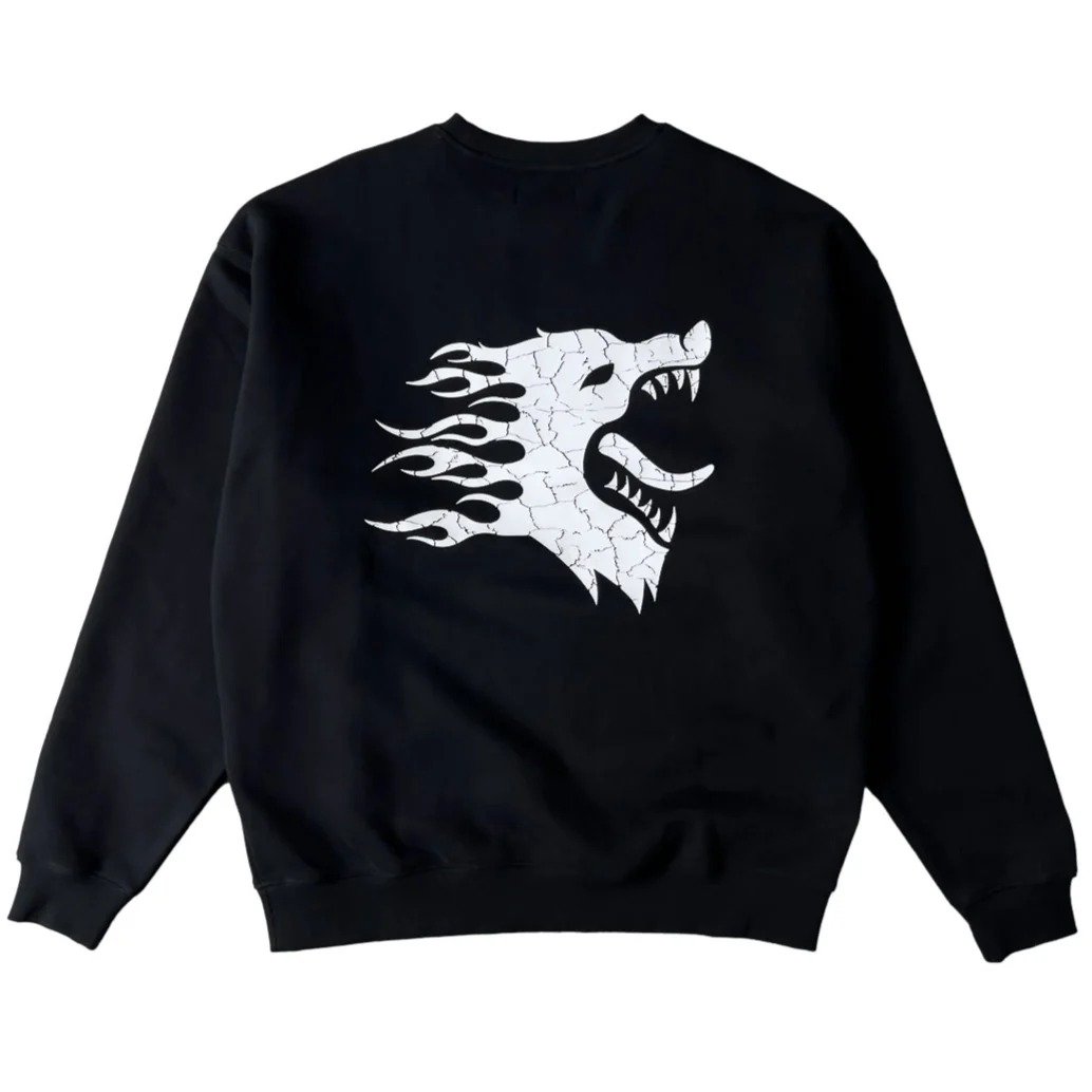 Killcrew Oversized Lux War Wolf Crew Neck - Black White Killcrew Oversized Lux War Wolf Crew Neck - Black White