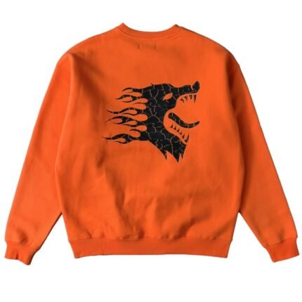 Killcrew Oversized Lux War Wolf Crew Neck - Orange Black