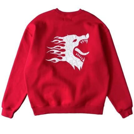 Killcrew Oversized Lux War Wolf Crew Neck - Red White