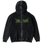 Killcrew Oversized Lux Wolf Zip Up Hoodie - Black Green