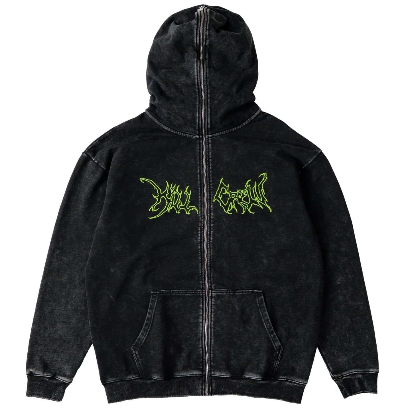 Killcrew Oversized Lux Wolf Zip Up Hoodie - Black Green Killcrew Oversized Lux Wolf Zip Up Hoodie - Black Green