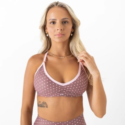 Killcrew Polka Dot Sports Bra - Brown Pink