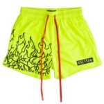killcrew Muay Thai Flame Shorts (Mid Thigh Cut) - Neon Yellow Black